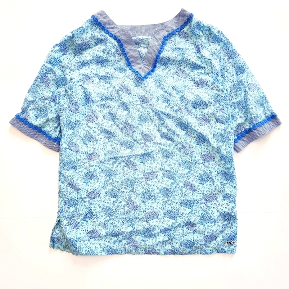 Vineyard Vines Cotton Blue & Purple Sea Turtle Tunic Swim Cover-up Size M 10-12